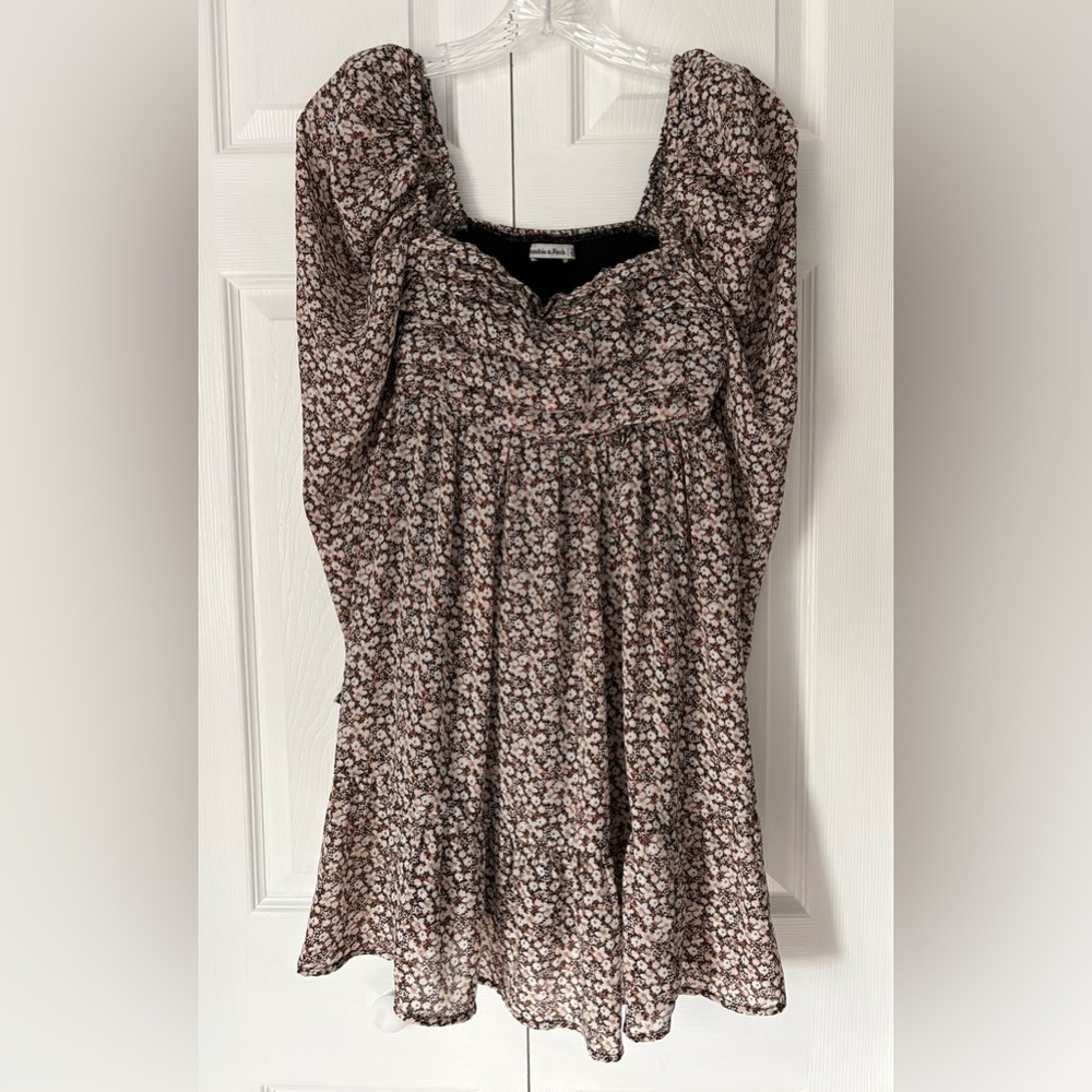 Abercrombie & Fitch Floral Puff Sleeve Babydoll Mini Dress